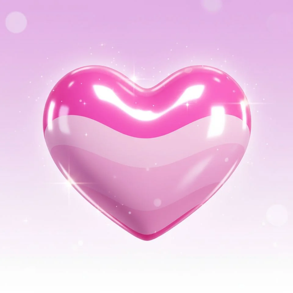 pink-heart-pfp-y2k-vibe Y2K aesthetic pink heart PFP with glossy highlights