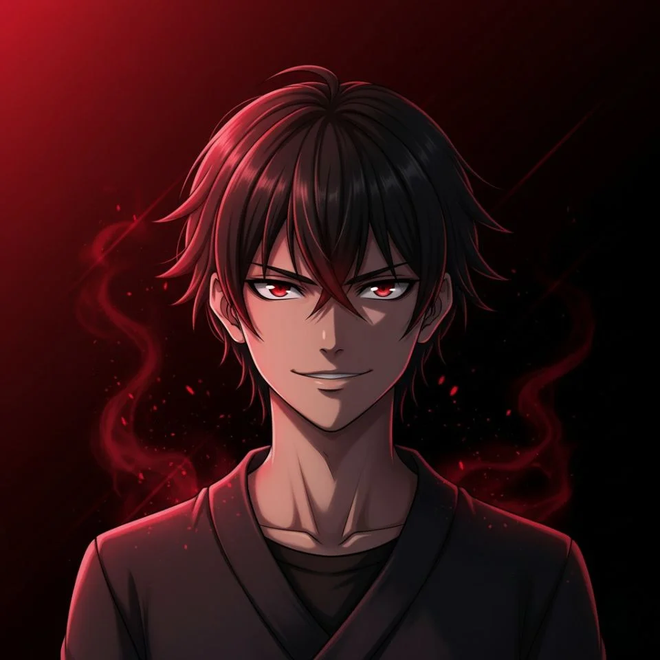 Red and black dual-tone anime PFP