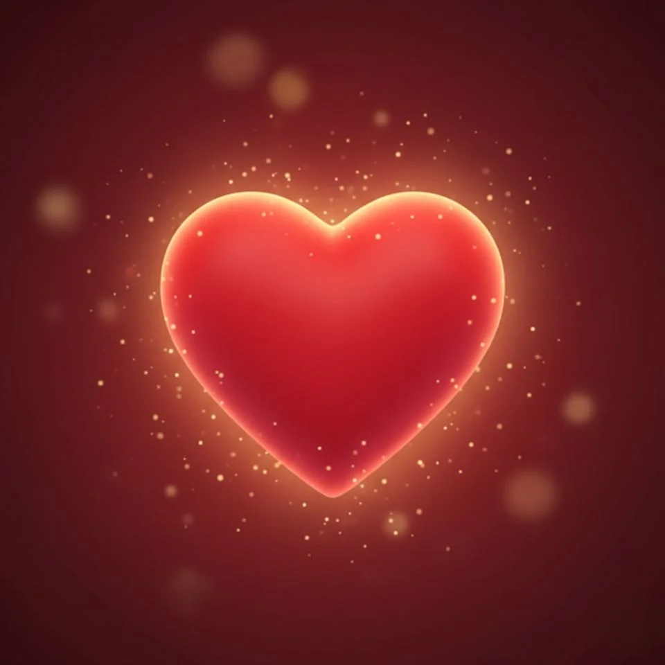 red-heart-pfp-romantic Romantic red heart profile image with light particles