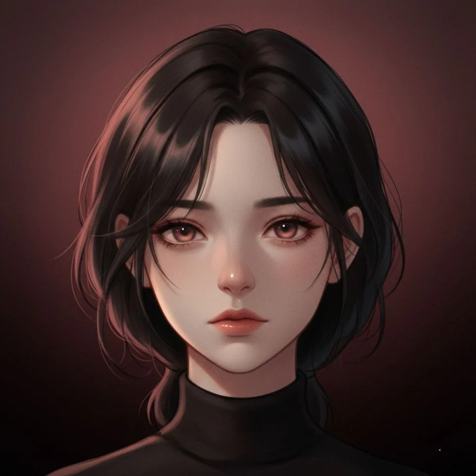 Dark girl portrait with muted red color palette