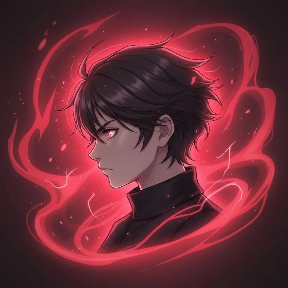 Red anime PFP glowing aura energy aesthetic