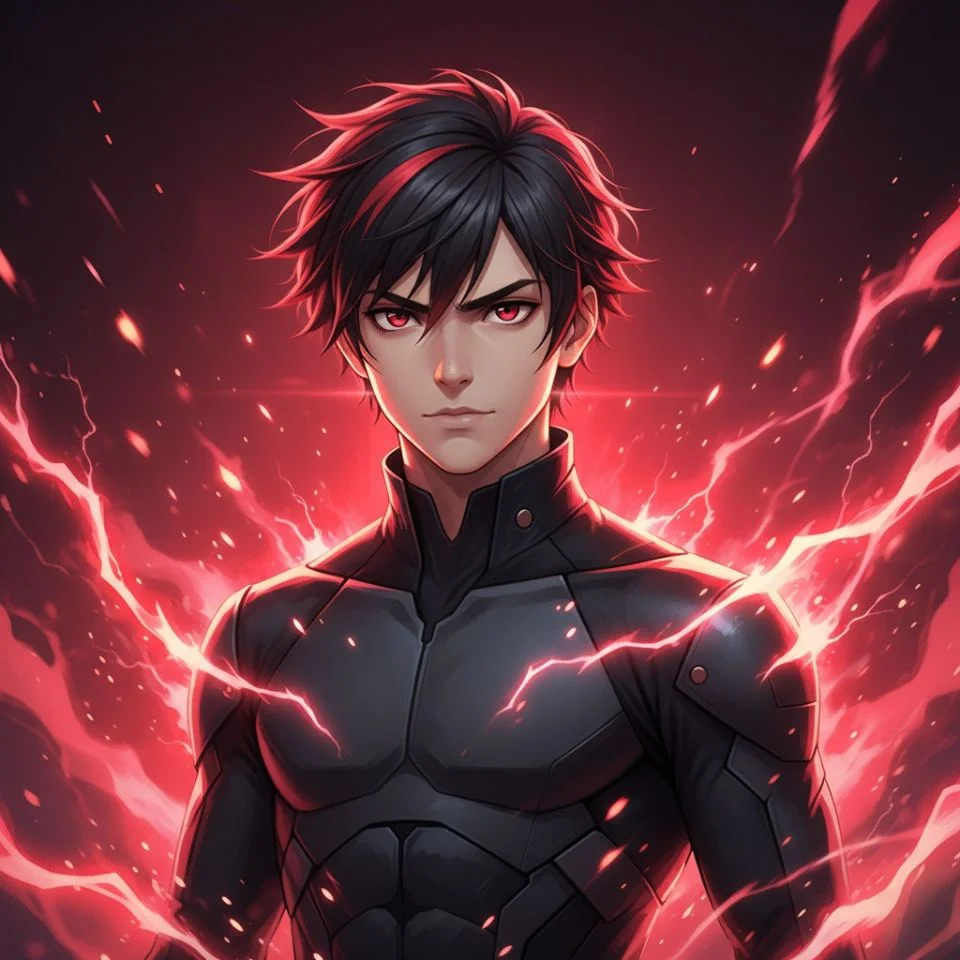 Red energy aura PFP with glowing flare effect