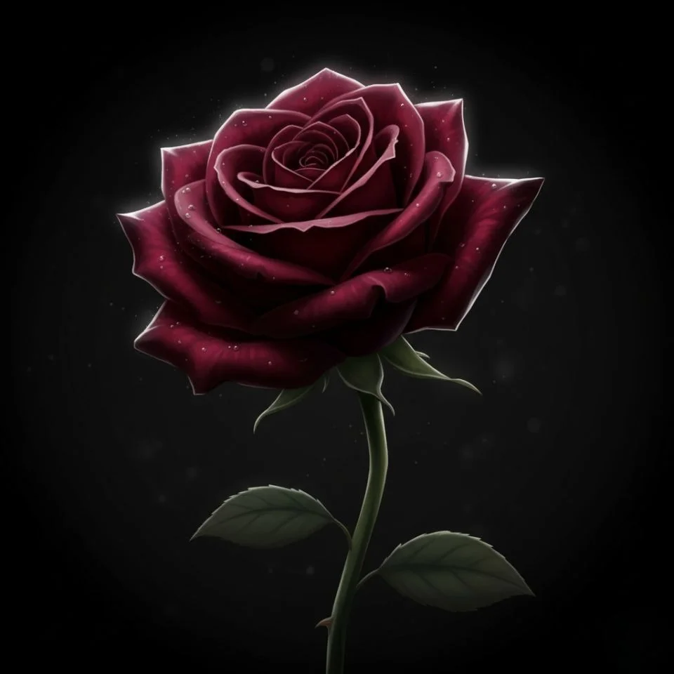 rose-flower-pfp-black-contrast dark rose PFP with high contrast lighting dramatic composition