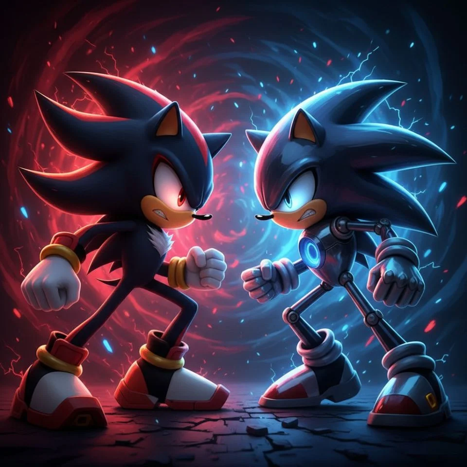 Shadow vs Metal Sonic PFP dark theme