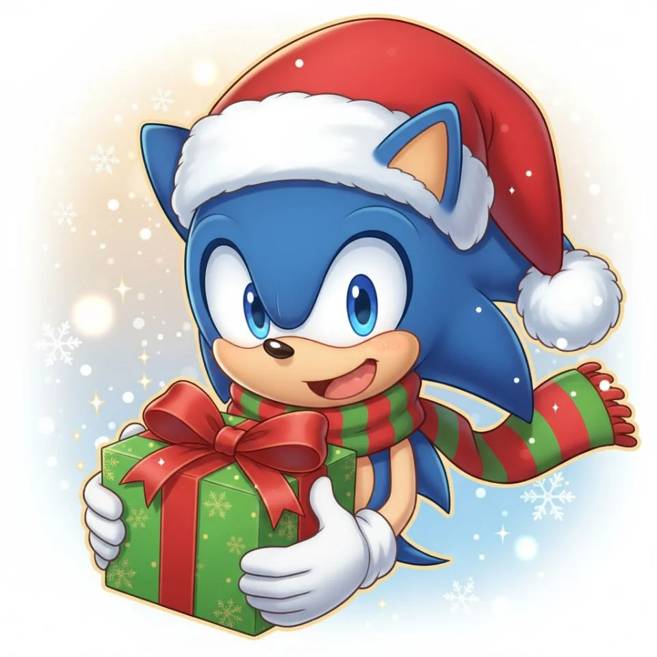 Sonic holding gift Christmas PFP cute pose