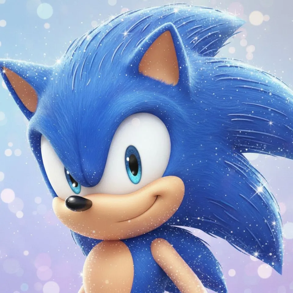 Aesthetic Sonic PFP with glitter and sparkle texture
