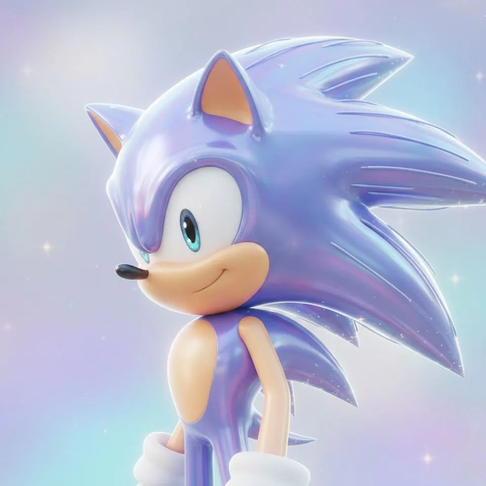 Aesthetic Sonic PFP with holographic background