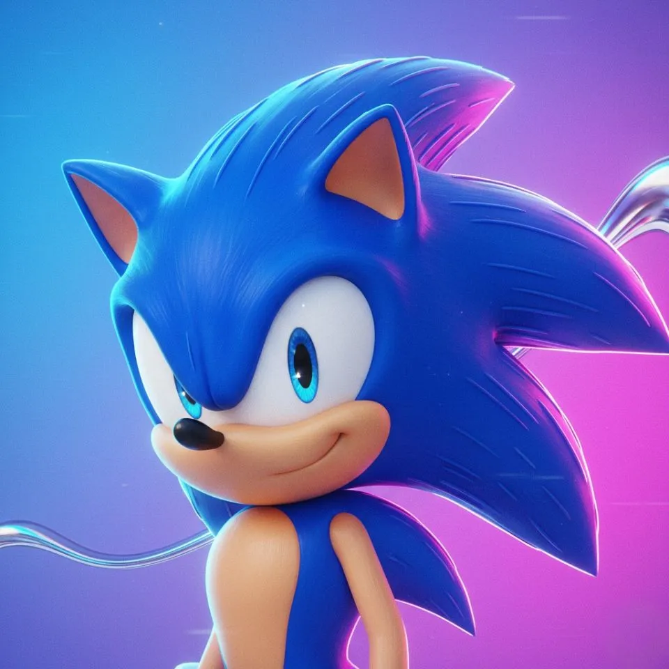 Sonic Y2K aesthetic PFP with neon blue glow