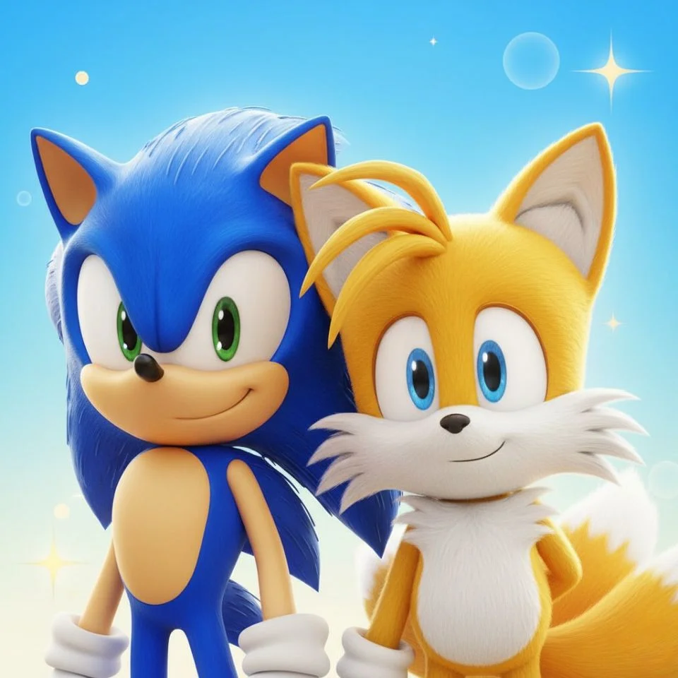 Sonic and Tails friendship PFP smiling duo
