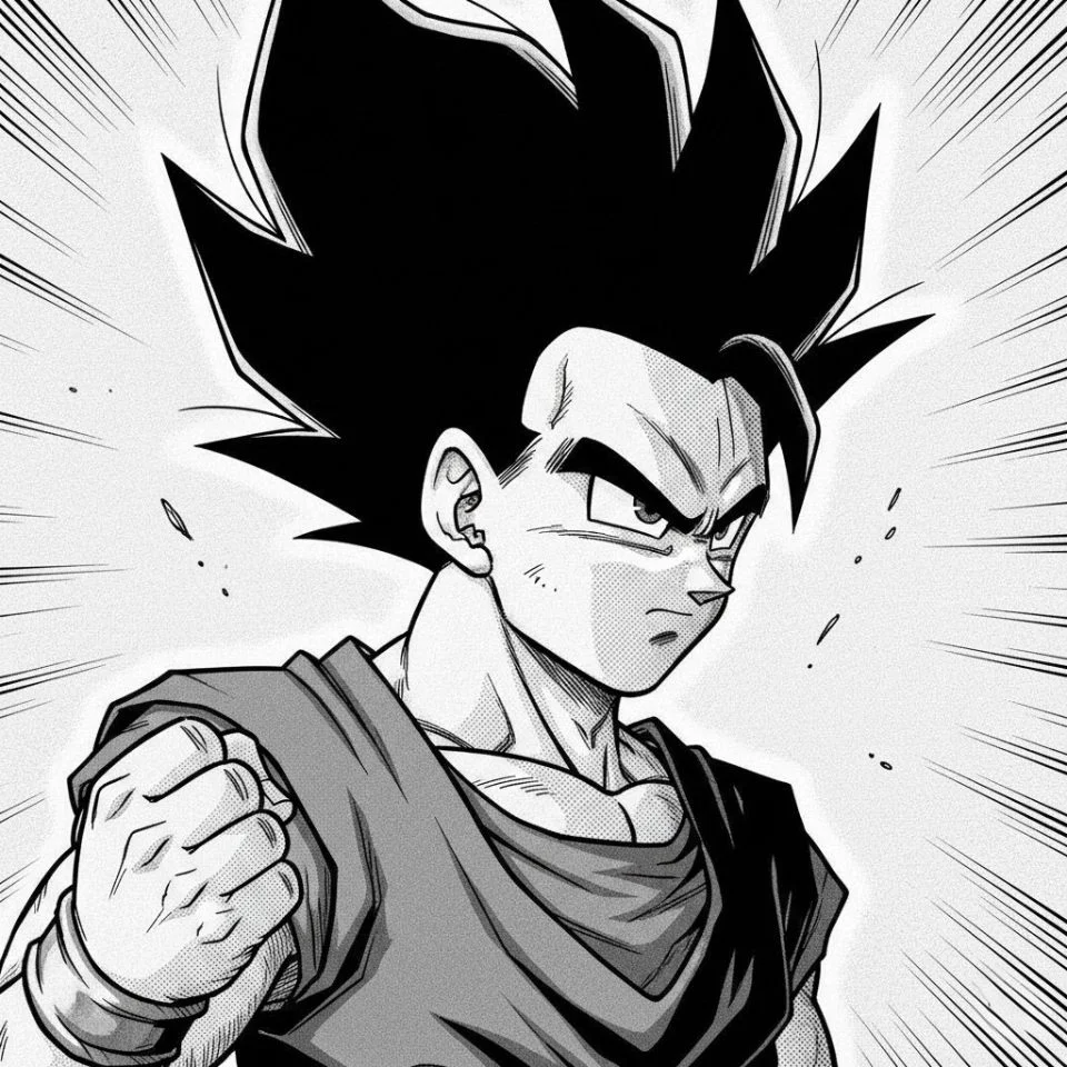 teen-gohan-pfp-manga-panel Teen Gohan manga PFP black and white art style