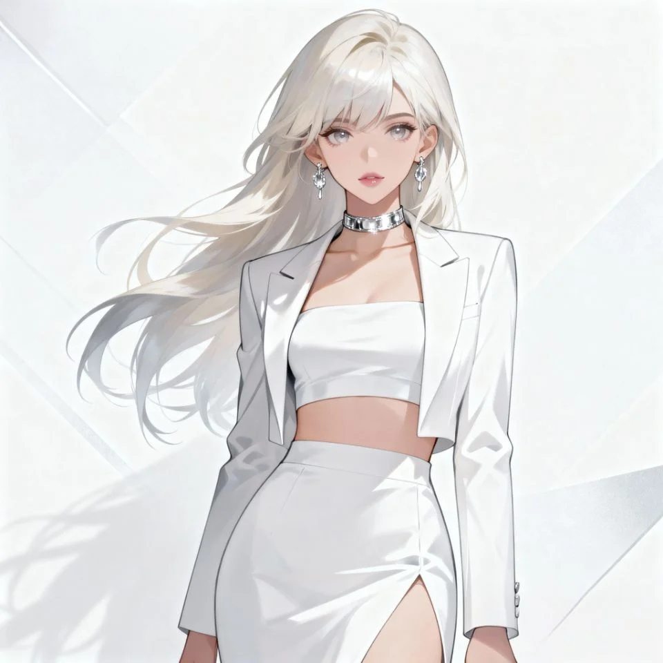 white-pfp-anime-minimal simple anime portrait in white theme with clean outline