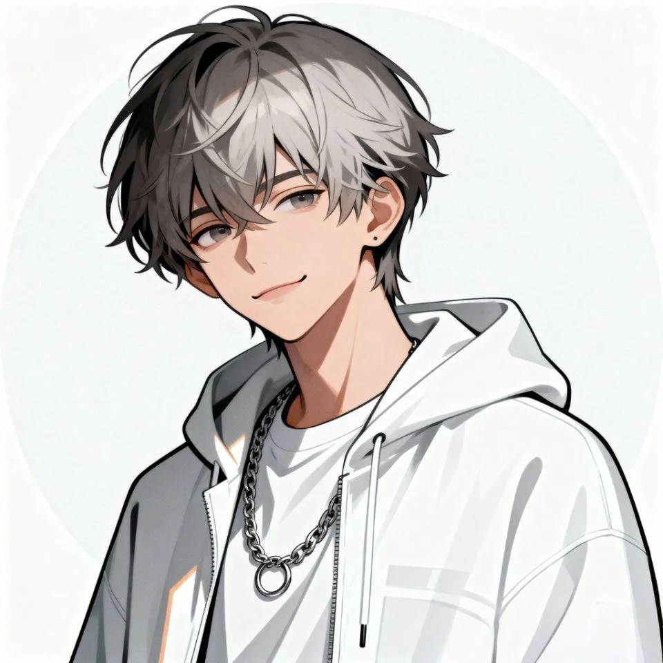 white-pfp-boy-minimal-portrait boy in plain white hoodie looking away from camera