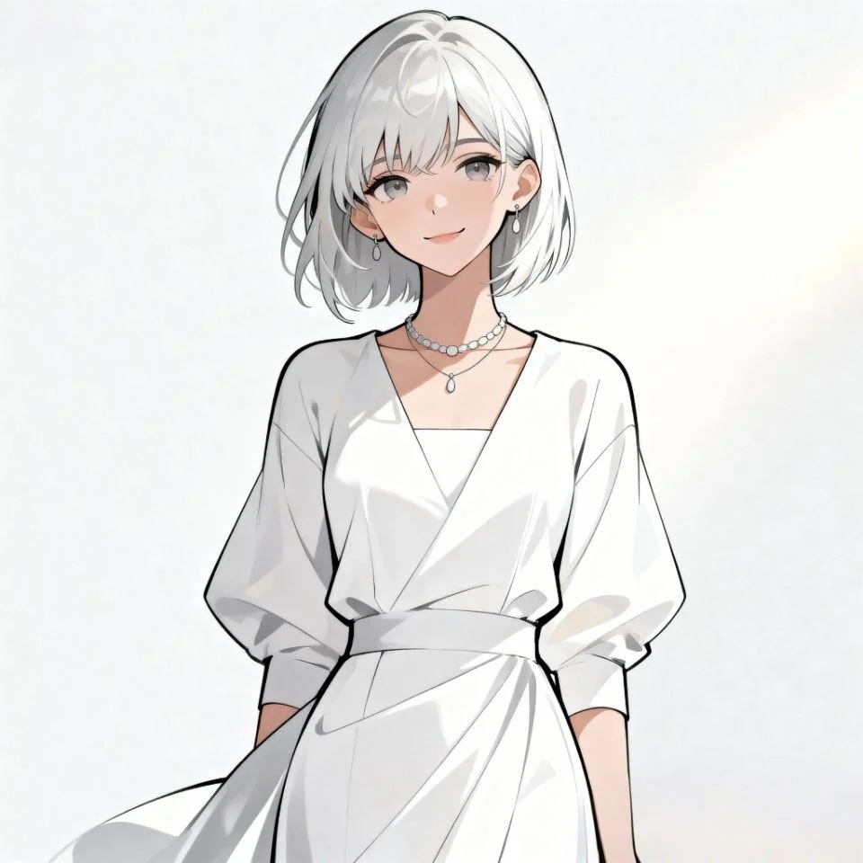 white-pfp-girl-minimal-aesthetic minimal portrait of girl in white tones with serene look