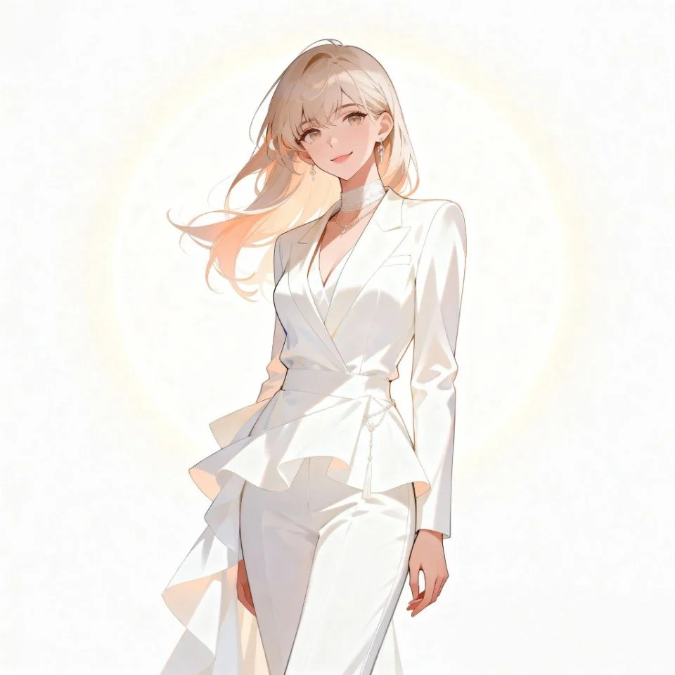 white-pfp-girl-soft-look girl in white top with natural makeup and bright background