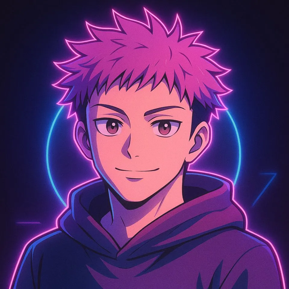 Yuji Itadori aesthetic neon glow PFP