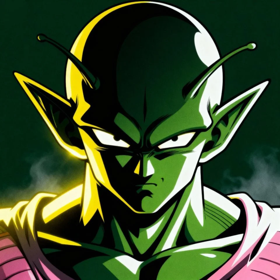 Anime Piccolo close-up PFP with serious face and sharp shading.