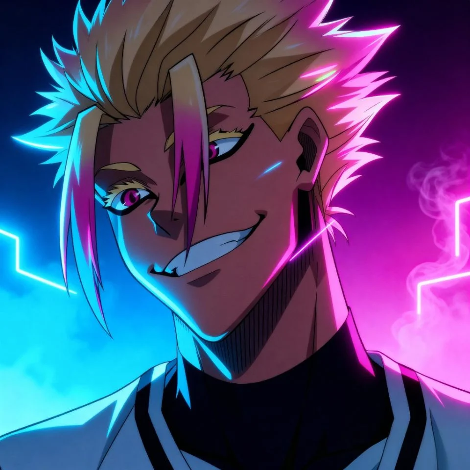 Blue Lock Shidou anime edit with glowing blue and pink background