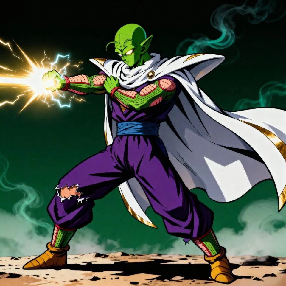 Piccolo battle stance PFP with power aura.