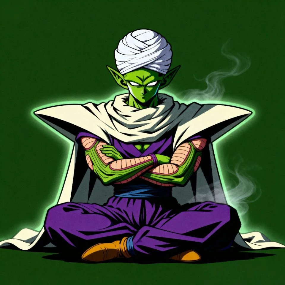 Classic Piccolo PFP meditating with arms crossed and cape flowing.