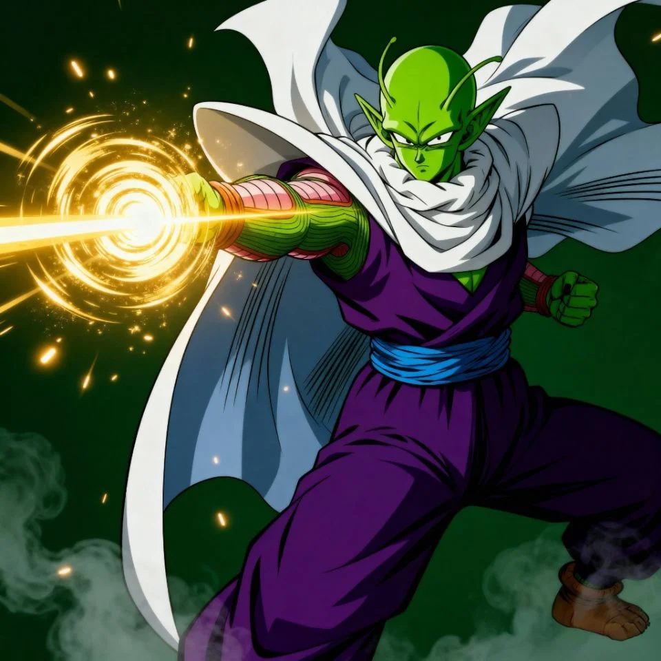 Piccolo using Special Beam Cannon attack pose.