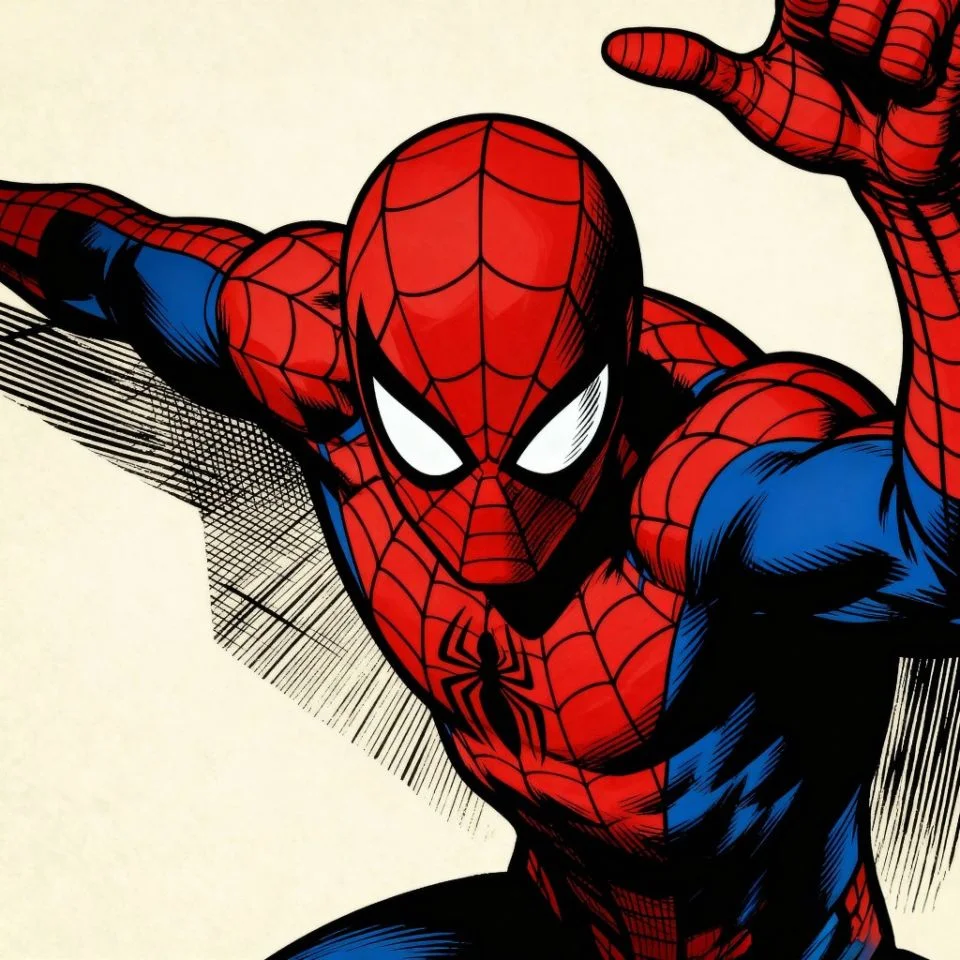 Ink line drawing Spider-Man PFP comic art.