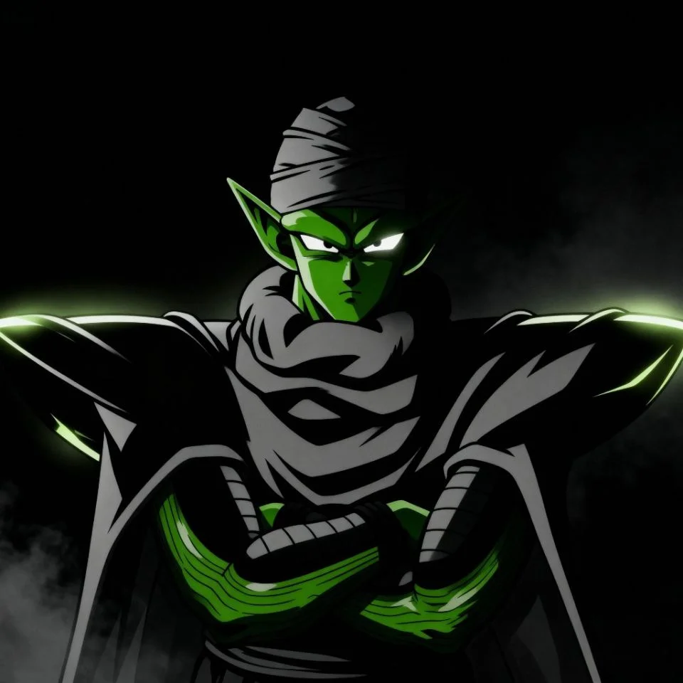 Dark-themed Piccolo PFP with half-shadow lighting.