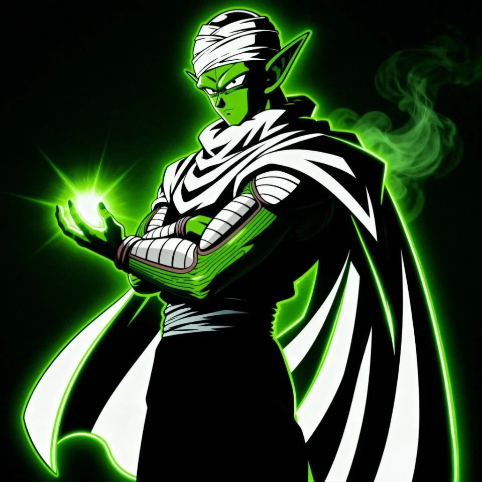 Cool Piccolo PFP with glowing energy aura and serious expression.
