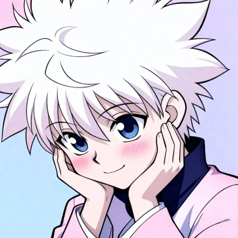 cute-killua-pfp-blush Killua blushing close-up anime PFP with soft colors.