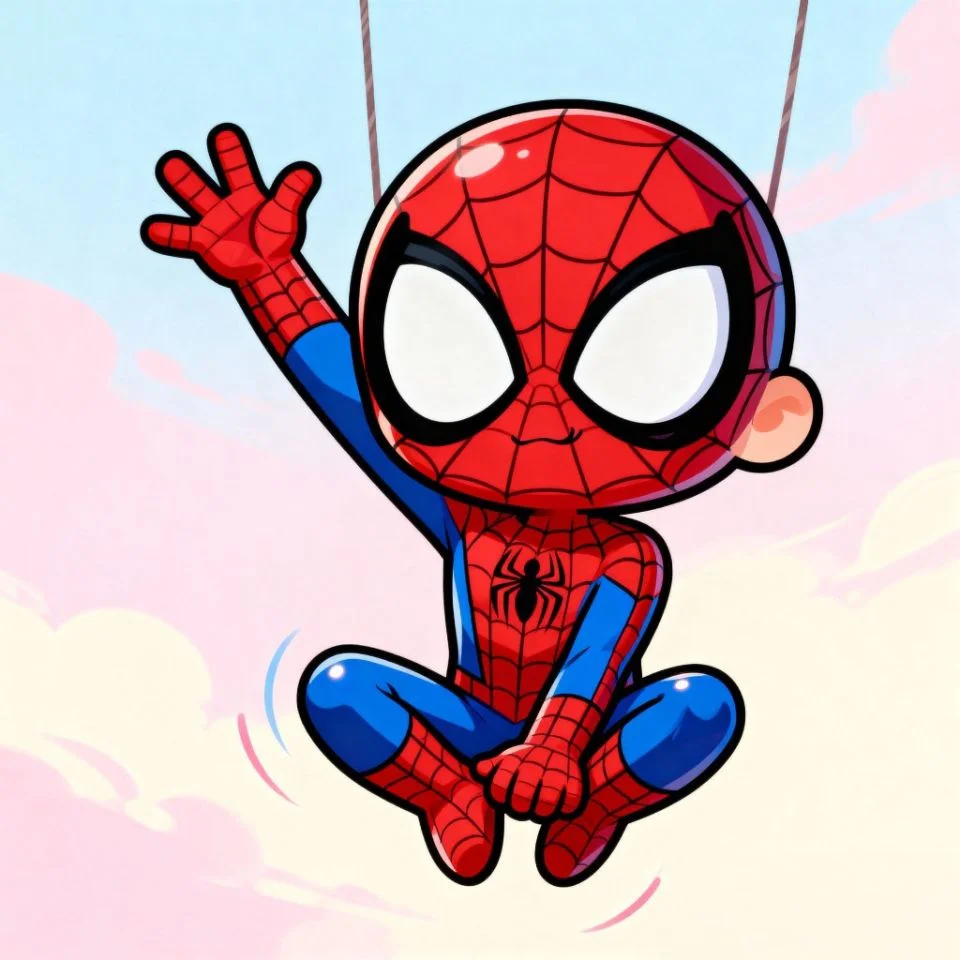 Chibi Spider-Man PFP with big eyes and cartoon style.