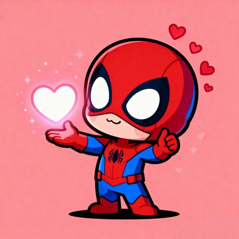 Cute Spider-Man holding heart PFP.