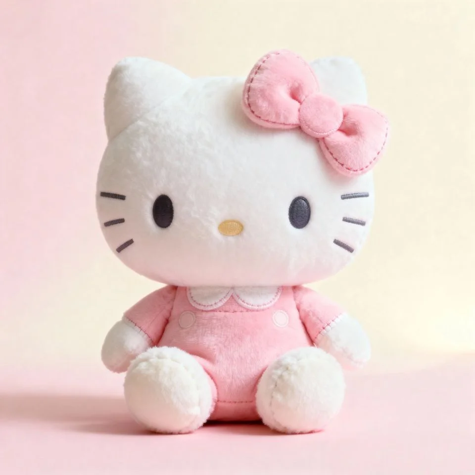 hello-kitty-aesthetic-plush plush Hello Kitty portrait with soft fabric texture and pastel backdrop