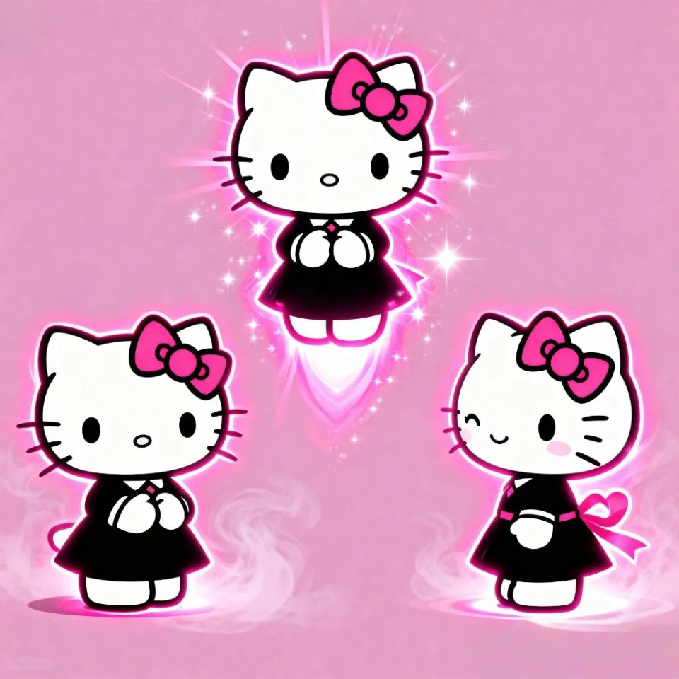 hello-kitty-anime-pfp-pink-glow Hello Kitty anime version glowing in pink aura