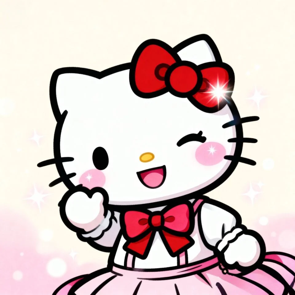 hello-kitty-cute-kawaii-blink Hello Kitty winking with pink cheeks and sparkles