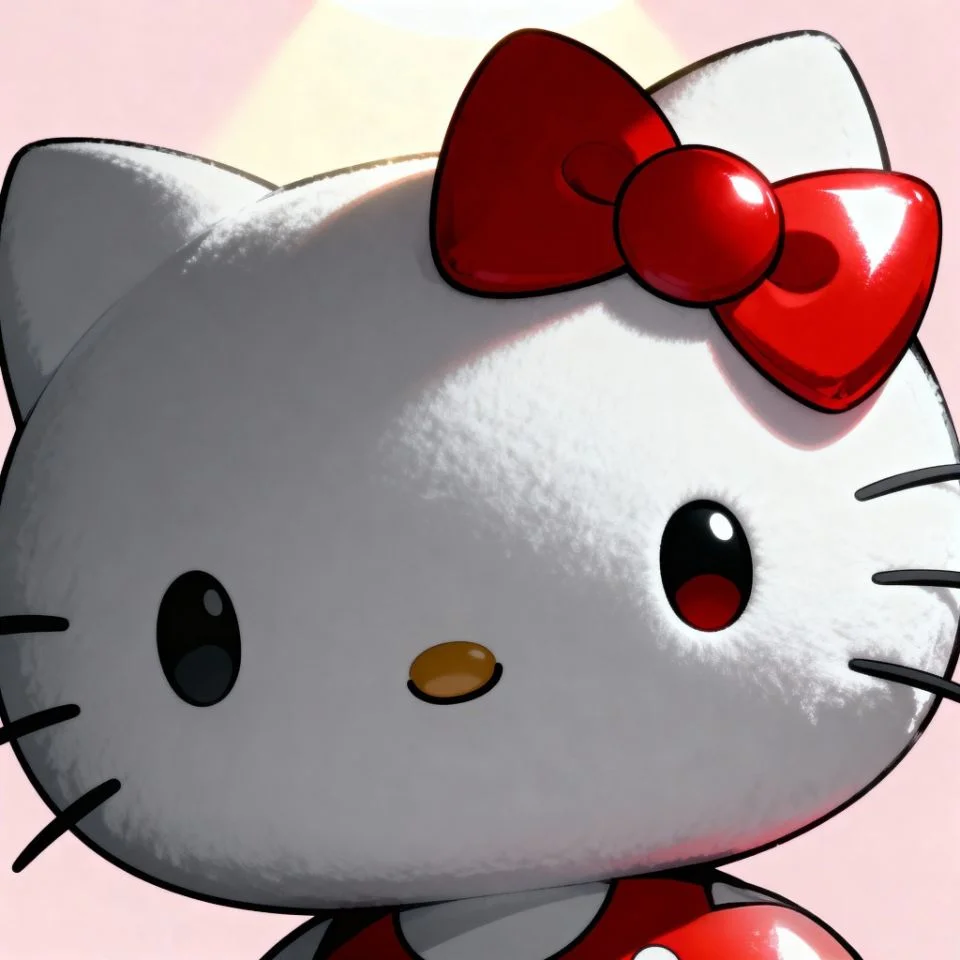 hello-kitty-cute-kawaii-bow Hello Kitty close-up with big red bow and cute eyes