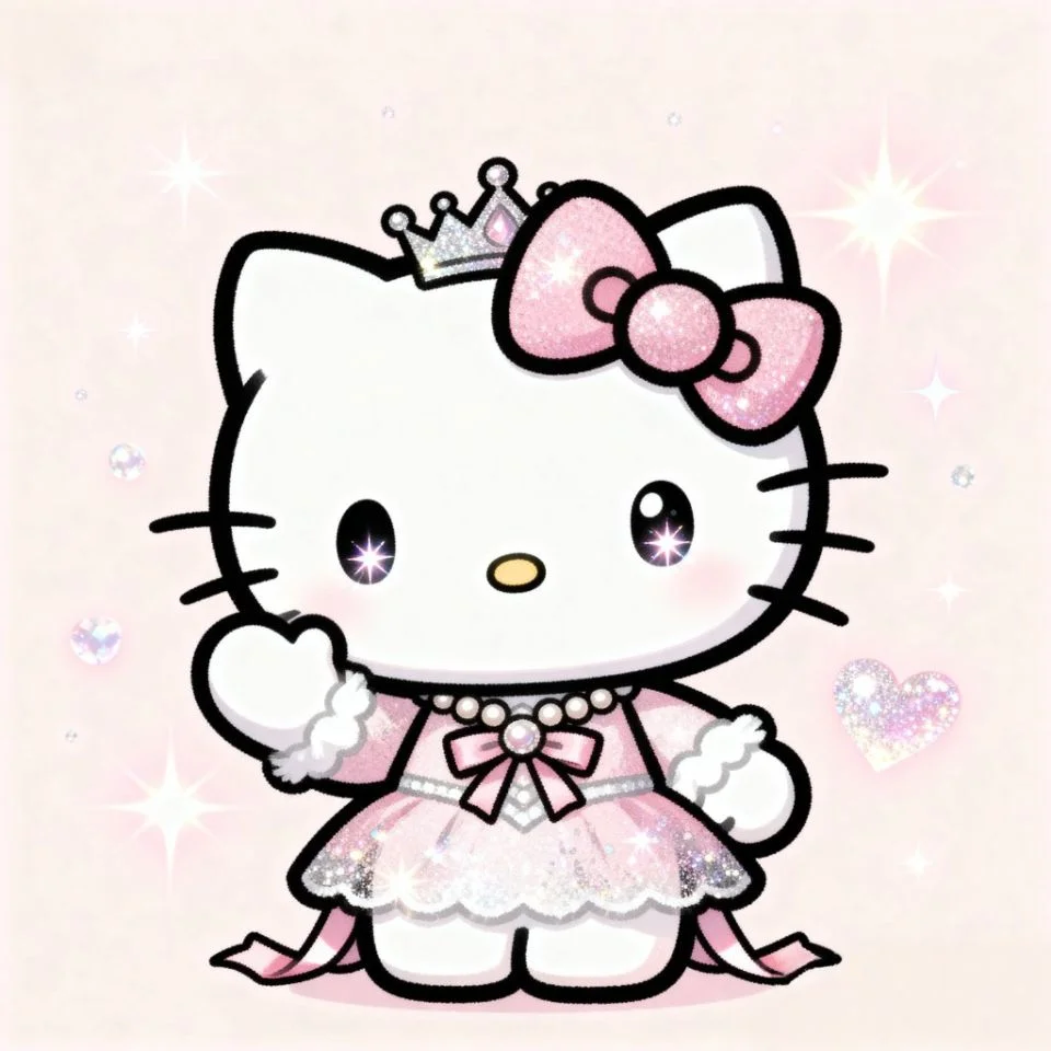 hello-kitty-cute-kawaii-sparkle Hello Kitty sparkle edit with dreamy glow and hearts