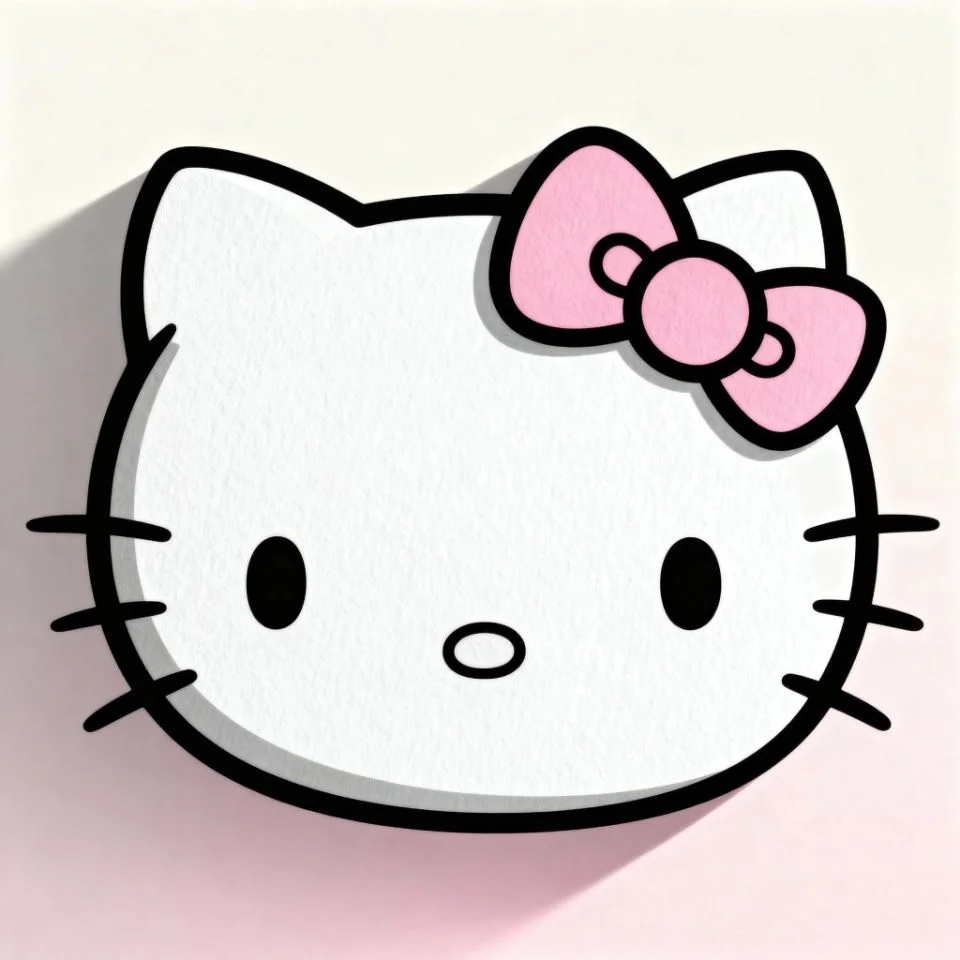 hello-kitty-minimal-aesthetic Hello Kitty head icon with soft white texture and shadows