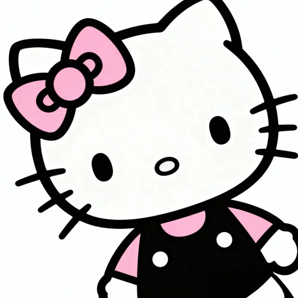 hello-kitty-minimal-white simple Hello Kitty face icon on white background