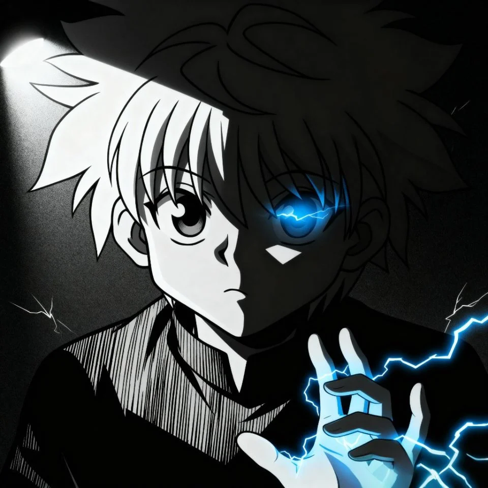 killua-manga-pfp-serious Serious Killua manga PFP with shadowed face.
