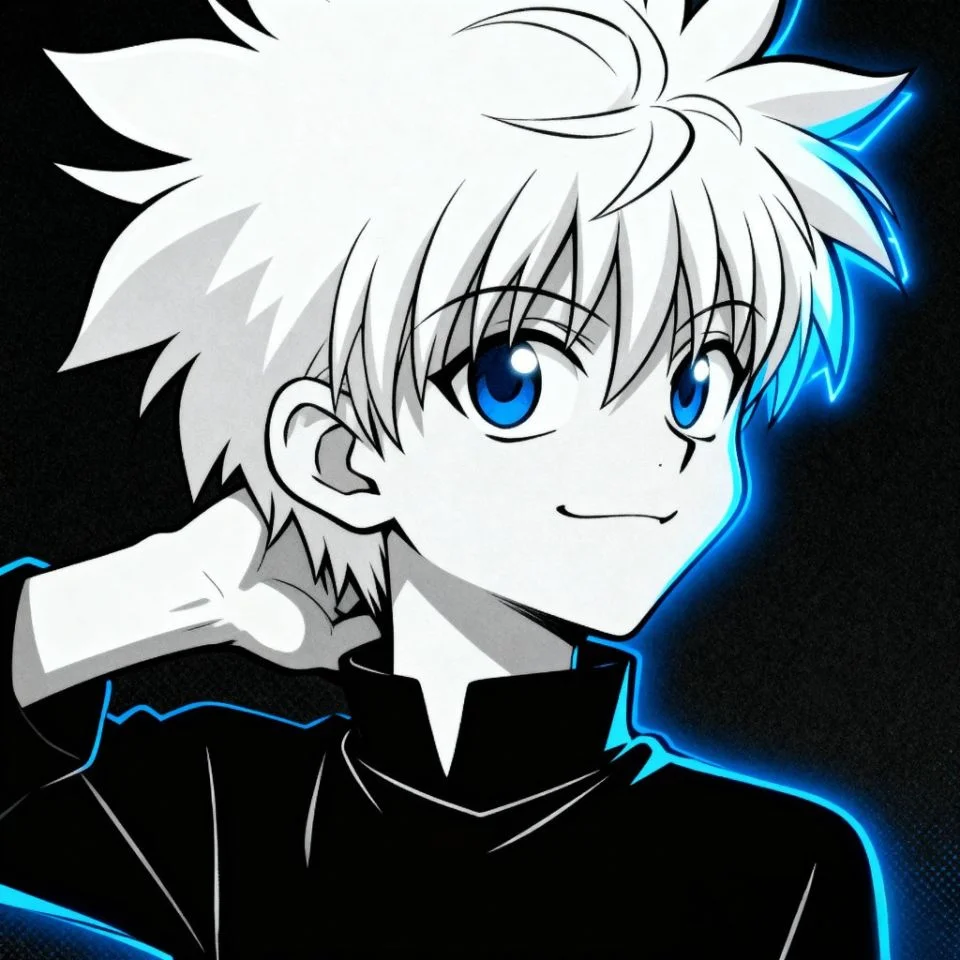 killua-manga-pfp-smirk Killua manga PFP with confident smirk.