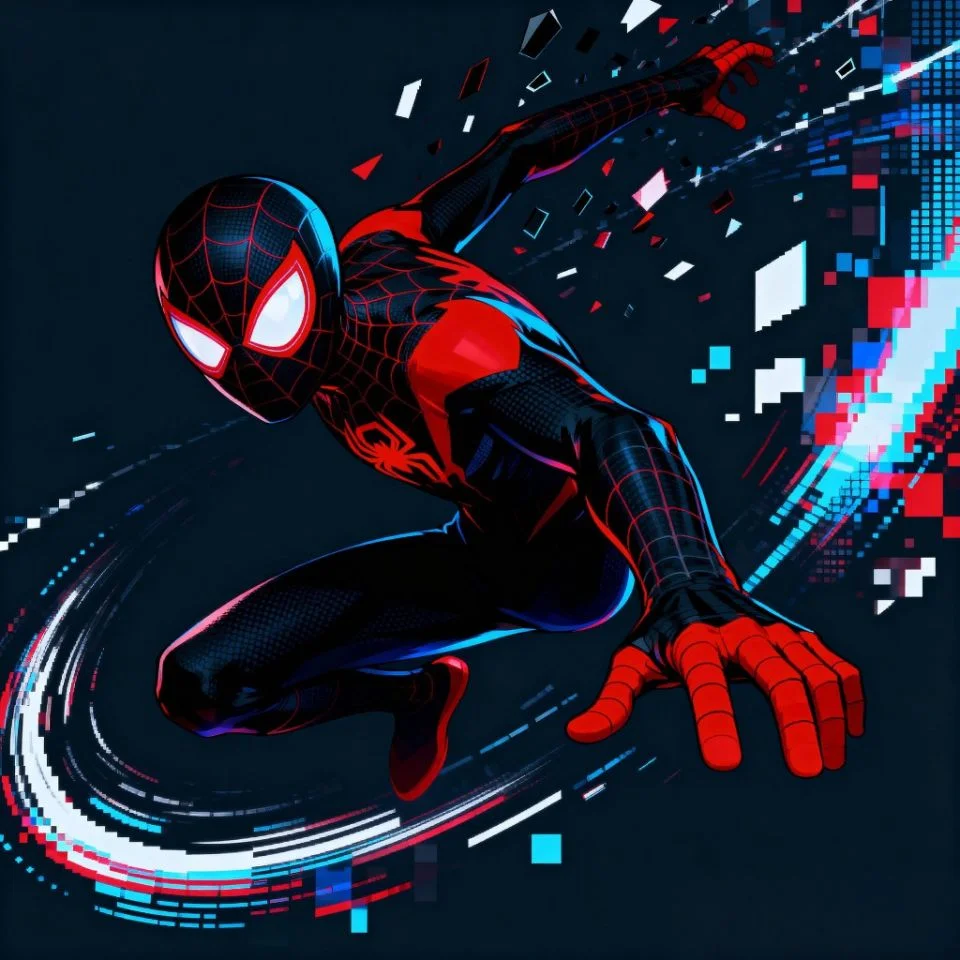 Glitch-effect Miles Morales Spider-Man PFP.

