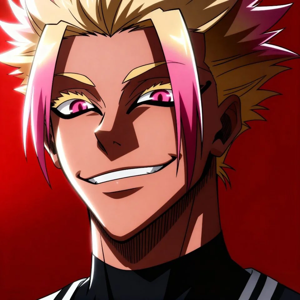 Blue Lock anime headshot of Ryusei Shidou with red background