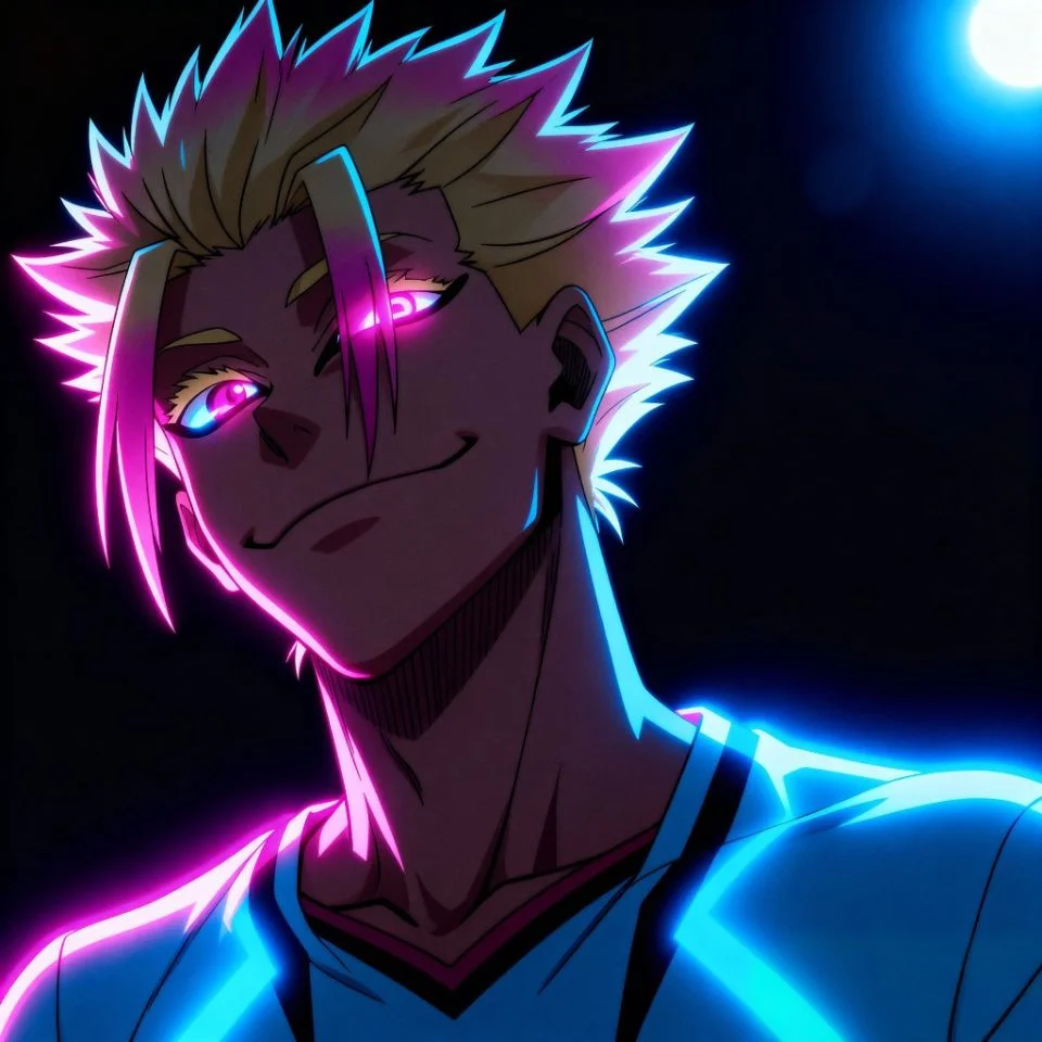 Ryusei Shidou glowing anime edit with neon light
