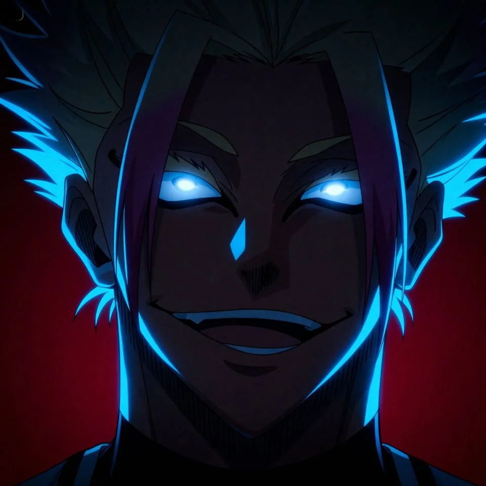 anime close-up of Ryusei Shidou with intense blue lock expression