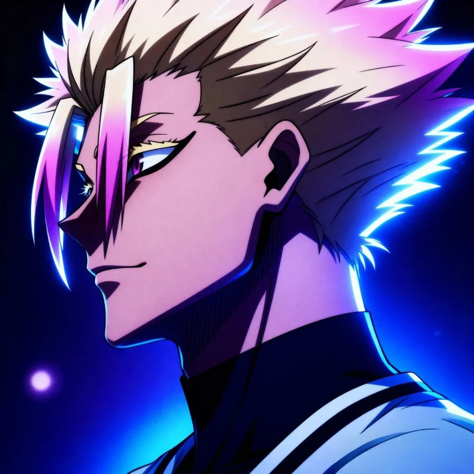 anime Shidou profile shot with glowing light effects