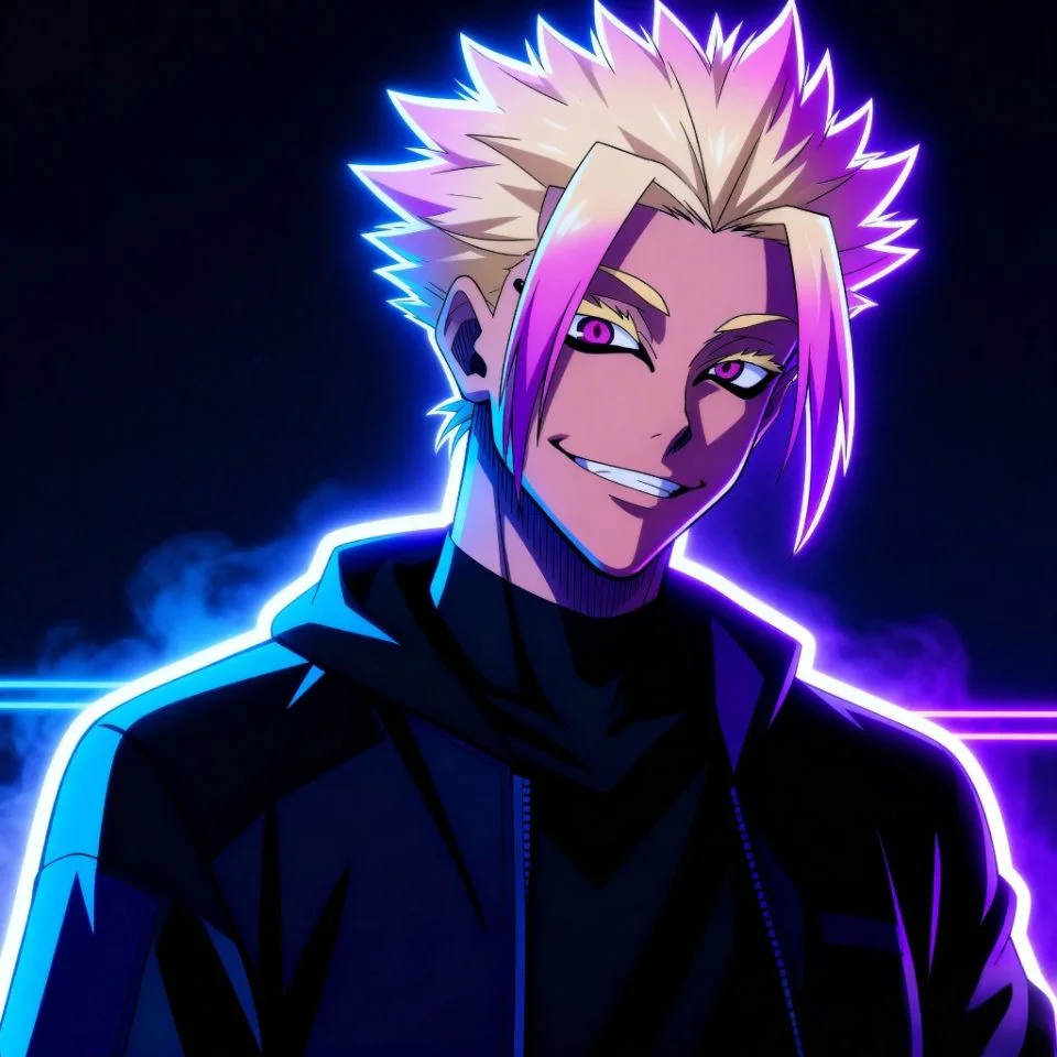 aesthetic cool edit of Shidou with dark neon effects