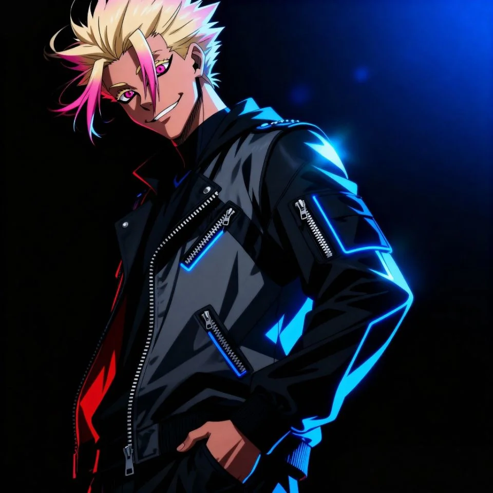 anime Shidou in streetwear jacket with confident pose