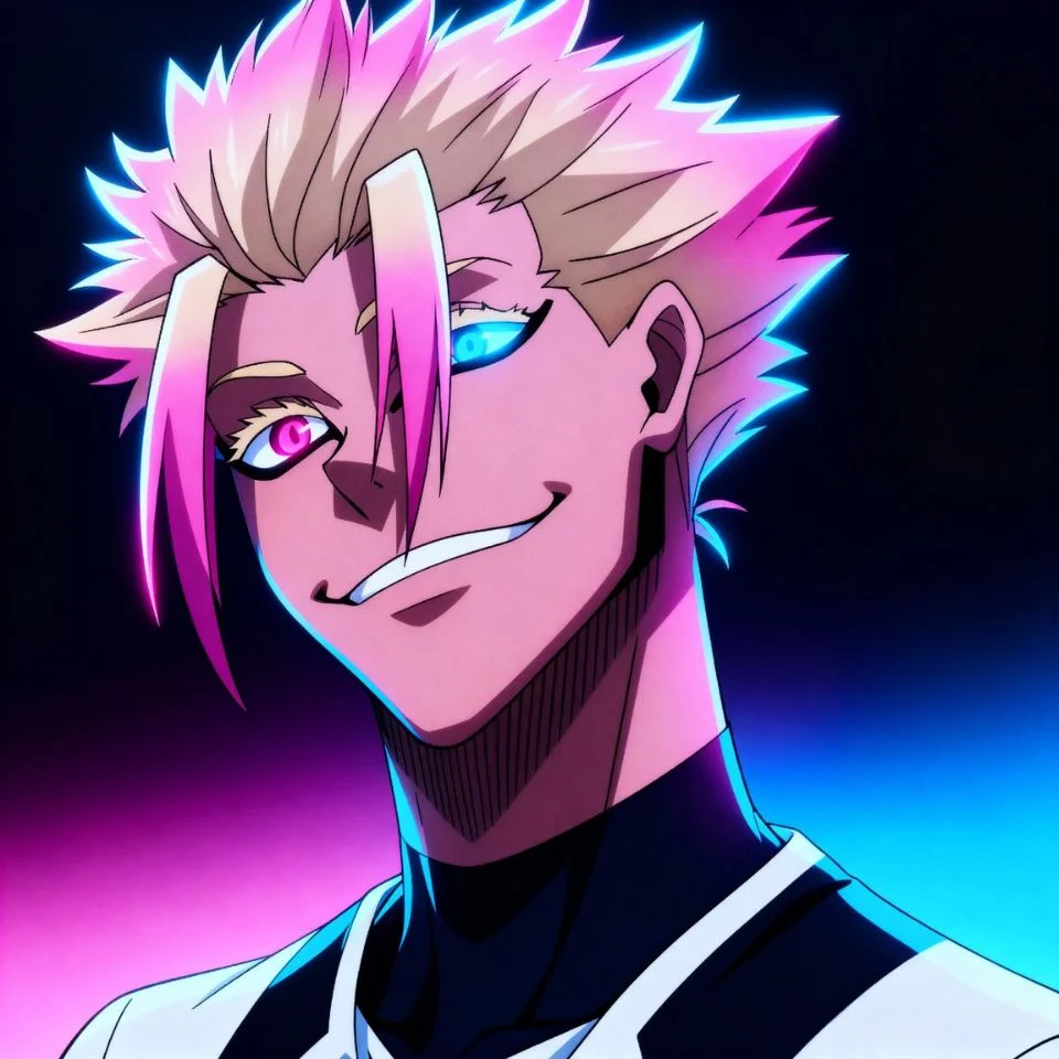 aesthetic Shidou edit with pink and blue gradient lights