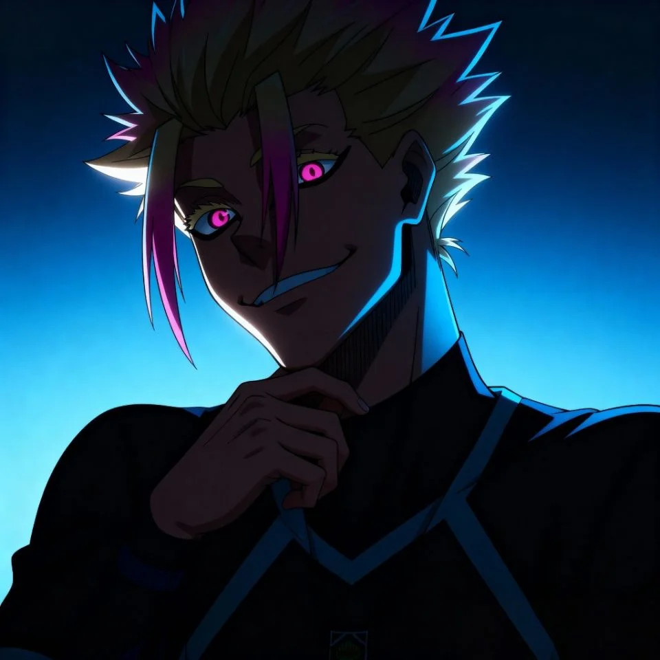 close-up of Shidou with cool confident anime expression
