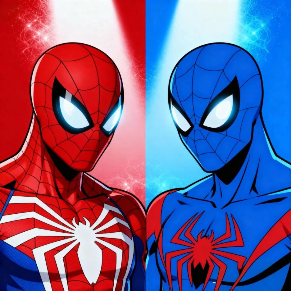 Matching Spider-Man PFP split design facing each other.