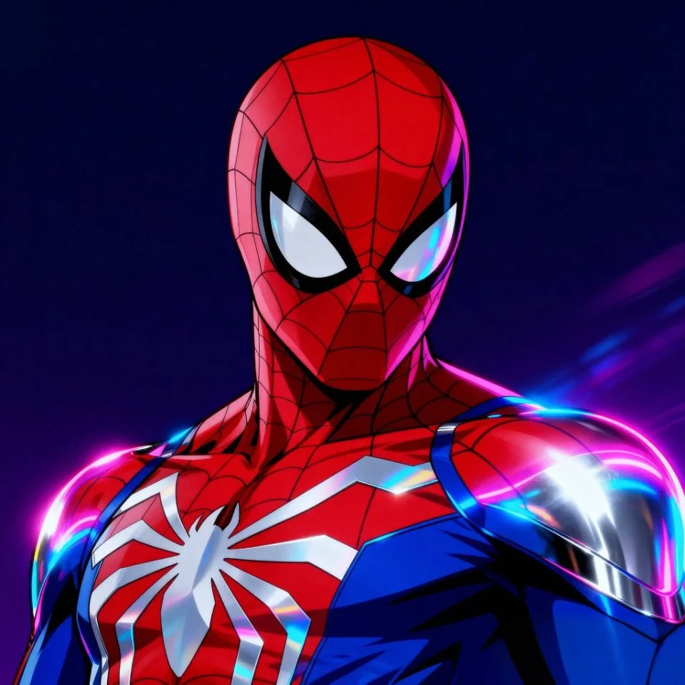 Spider-Man Y2K PFP with holographic glow.